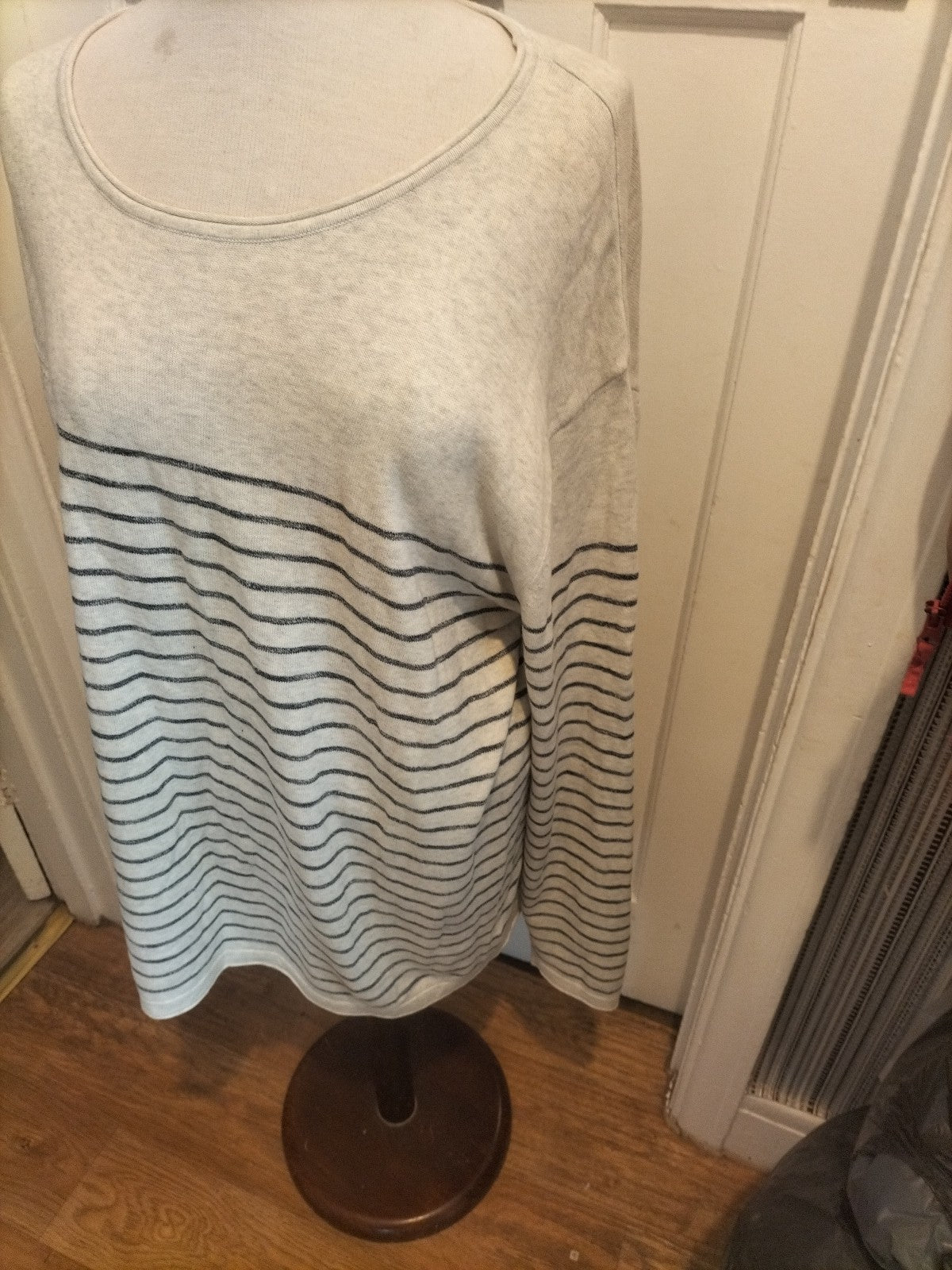 Mens Next Size 2XL Grey Navy Striped Long Sleeved Pullover Jumper