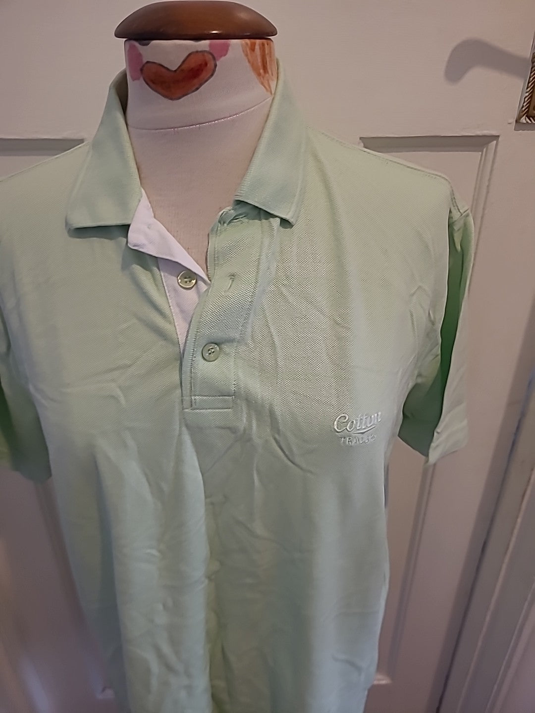 Mens Cotton Traders Size M Pale Mint Short Sleeved Polo