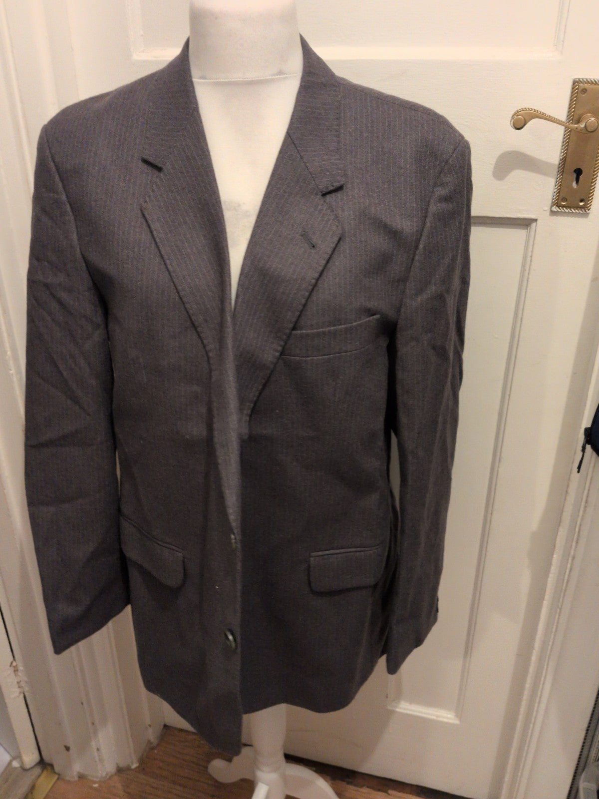Male Large Grey Pinstripe Suit Jacket