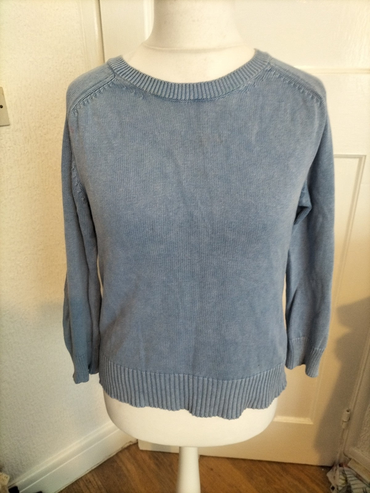 Ladies Zara Size Large Blue Ribbed Jumper