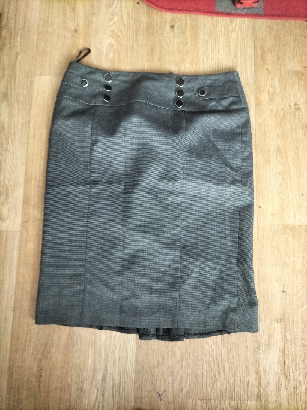 Ladies Debenhams Size 14 Black Dotted Lined Pencil Skirt