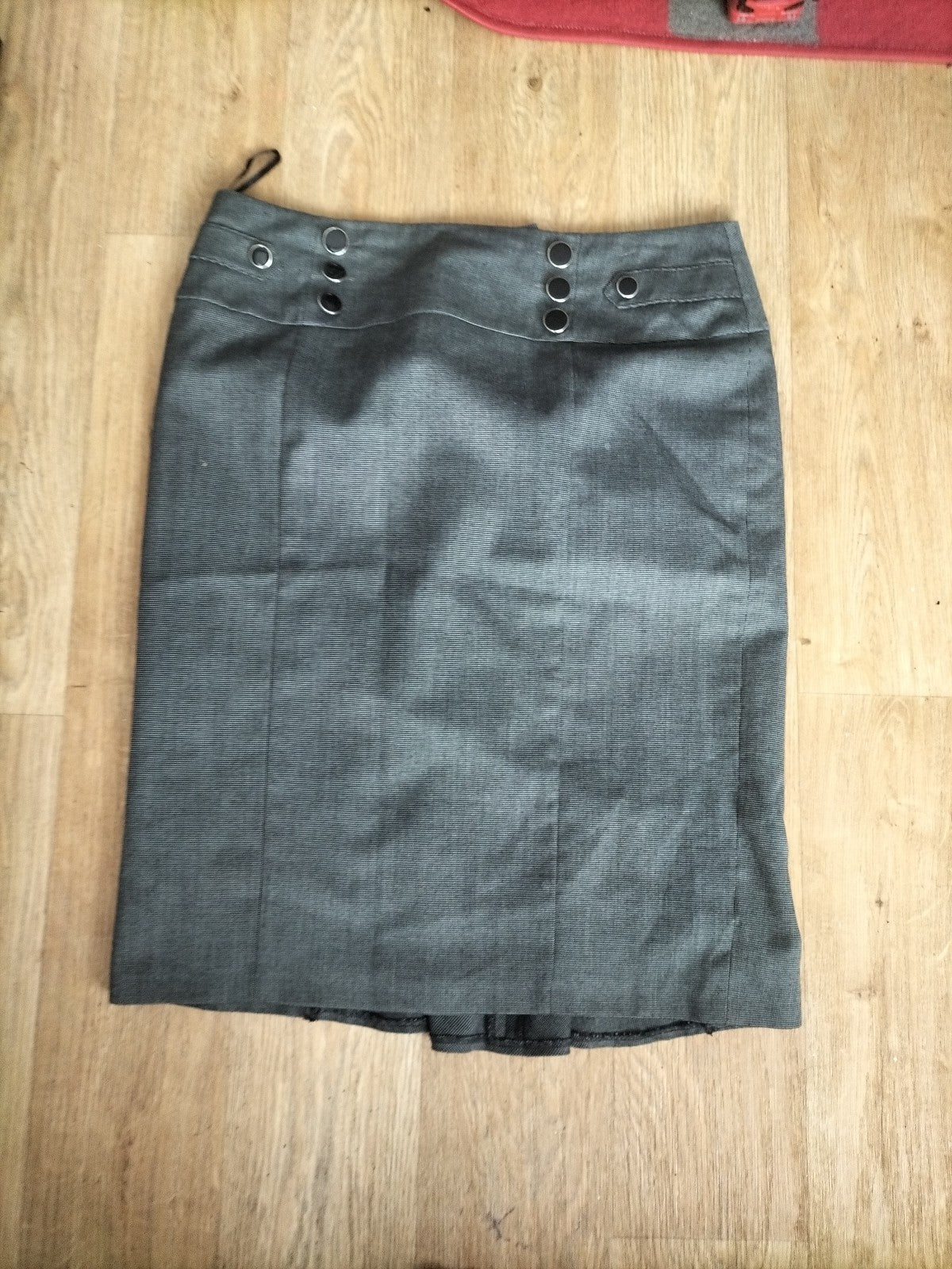 Ladies Debenhams Size 14 Black Dotted Lined Pencil Skirt