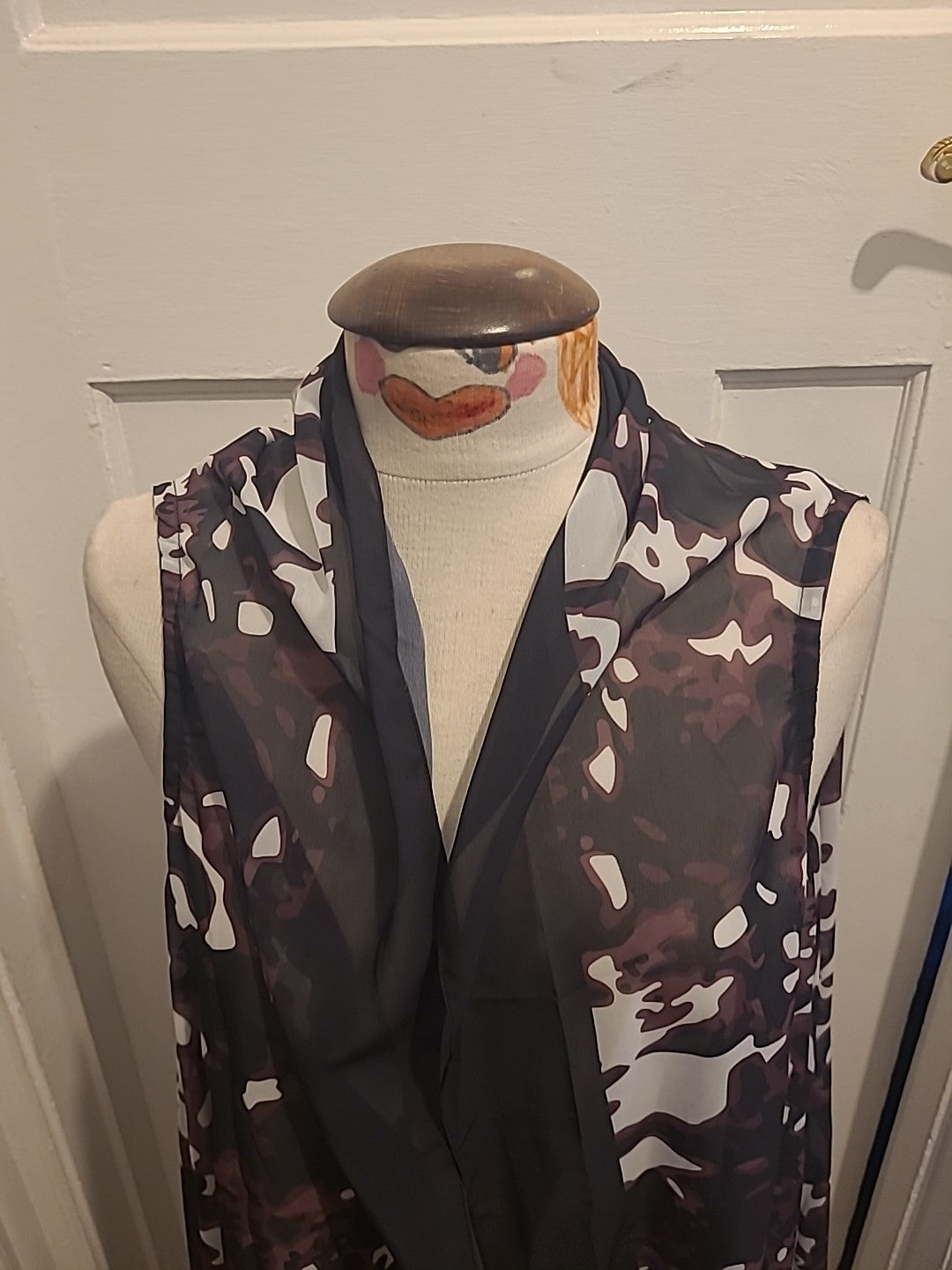 Ladies Free Size Purple Black White Waterfall Lightweight Blouse