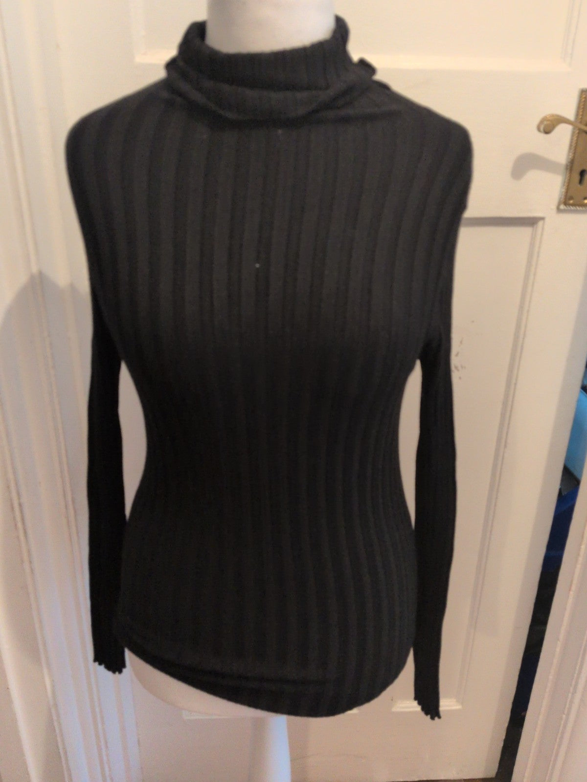 Small Black Roll High Neck Long Sleeve Jumper
