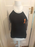 Mens Canvas Size Small White Black And Orange Print T-shirt Pyjama Top