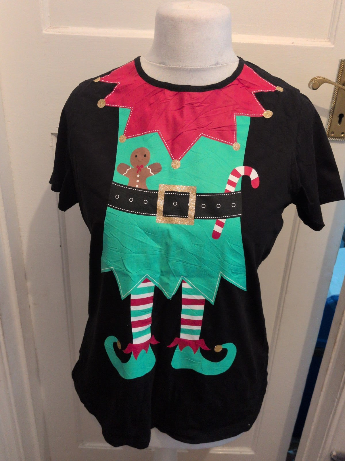 Peacocks 12 Black Stocking Print Short Sleeve T-shirt