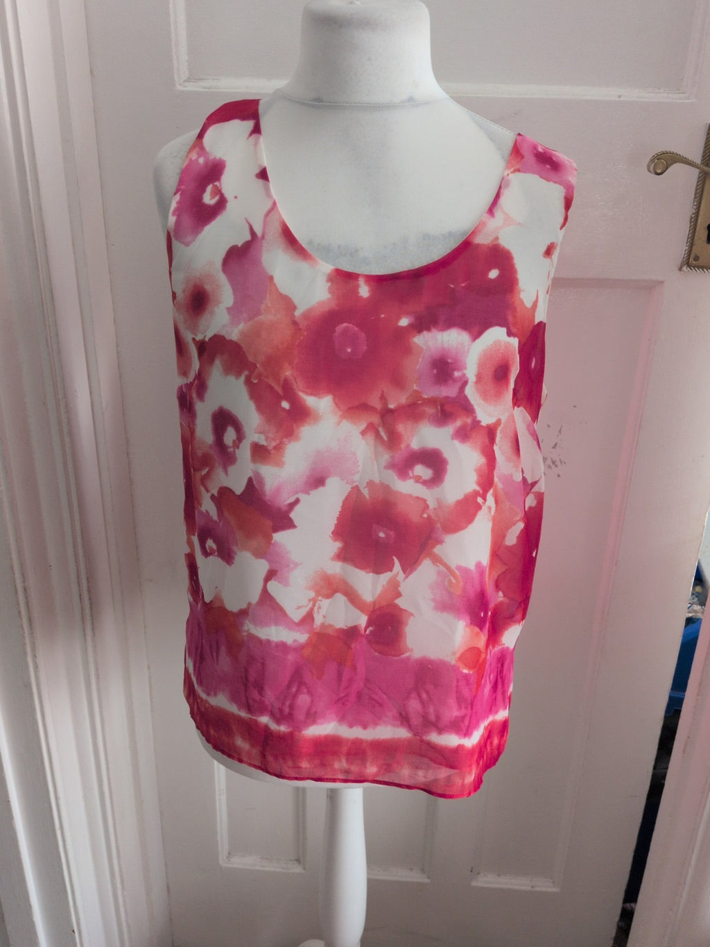 Michela Louise 16 Peach Pink Red Lined Sleeveless Blouse