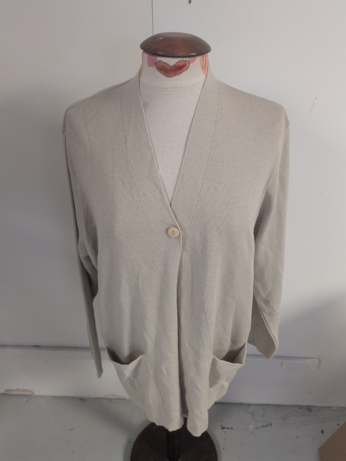 Marks And Spencer 18 Oatmeal 1 Buttoned Long Sleeve Cardigan