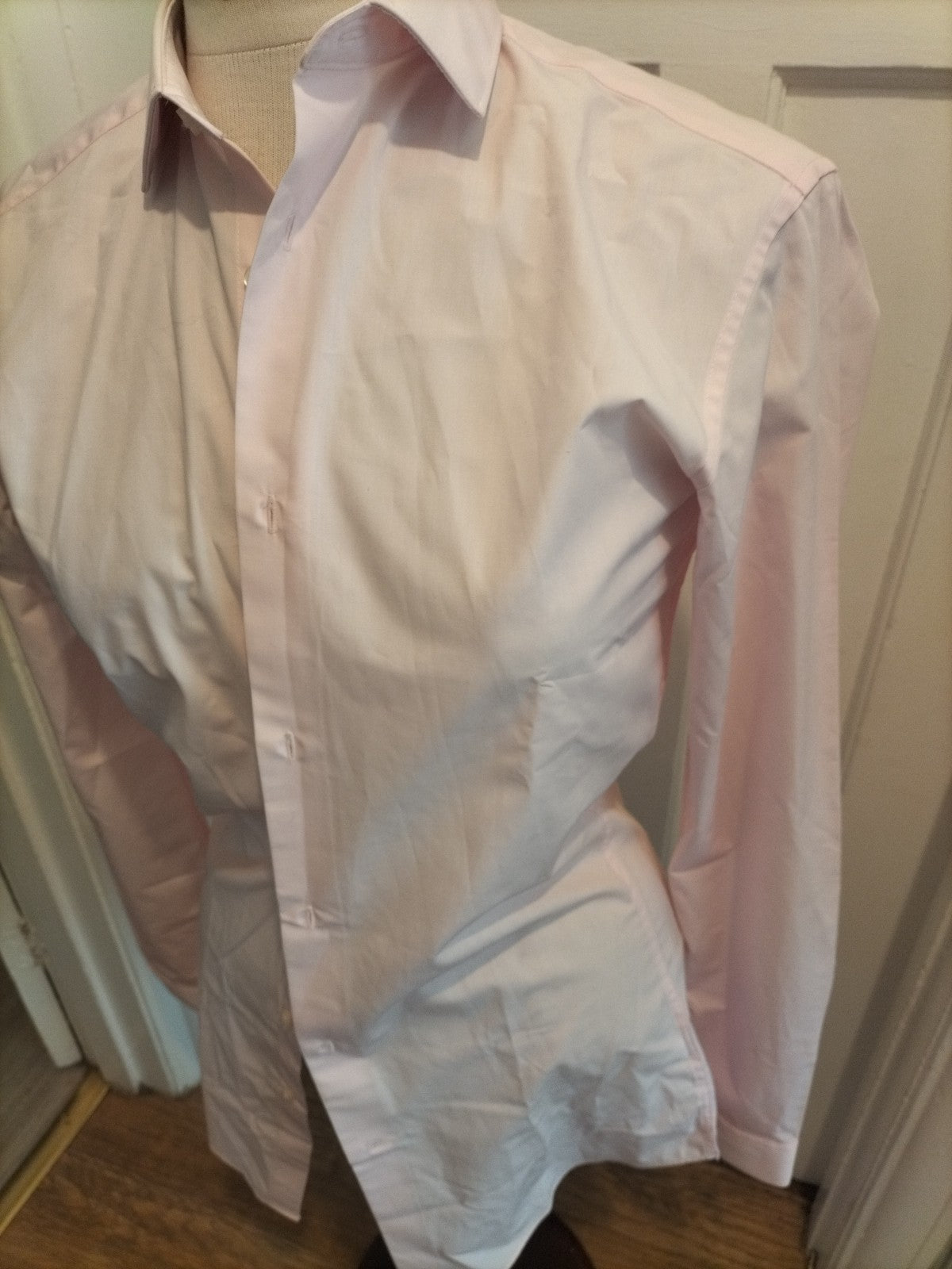 Mens Next Size 14"L Tailored Long Sleeved Slim Fit Pink Shirt