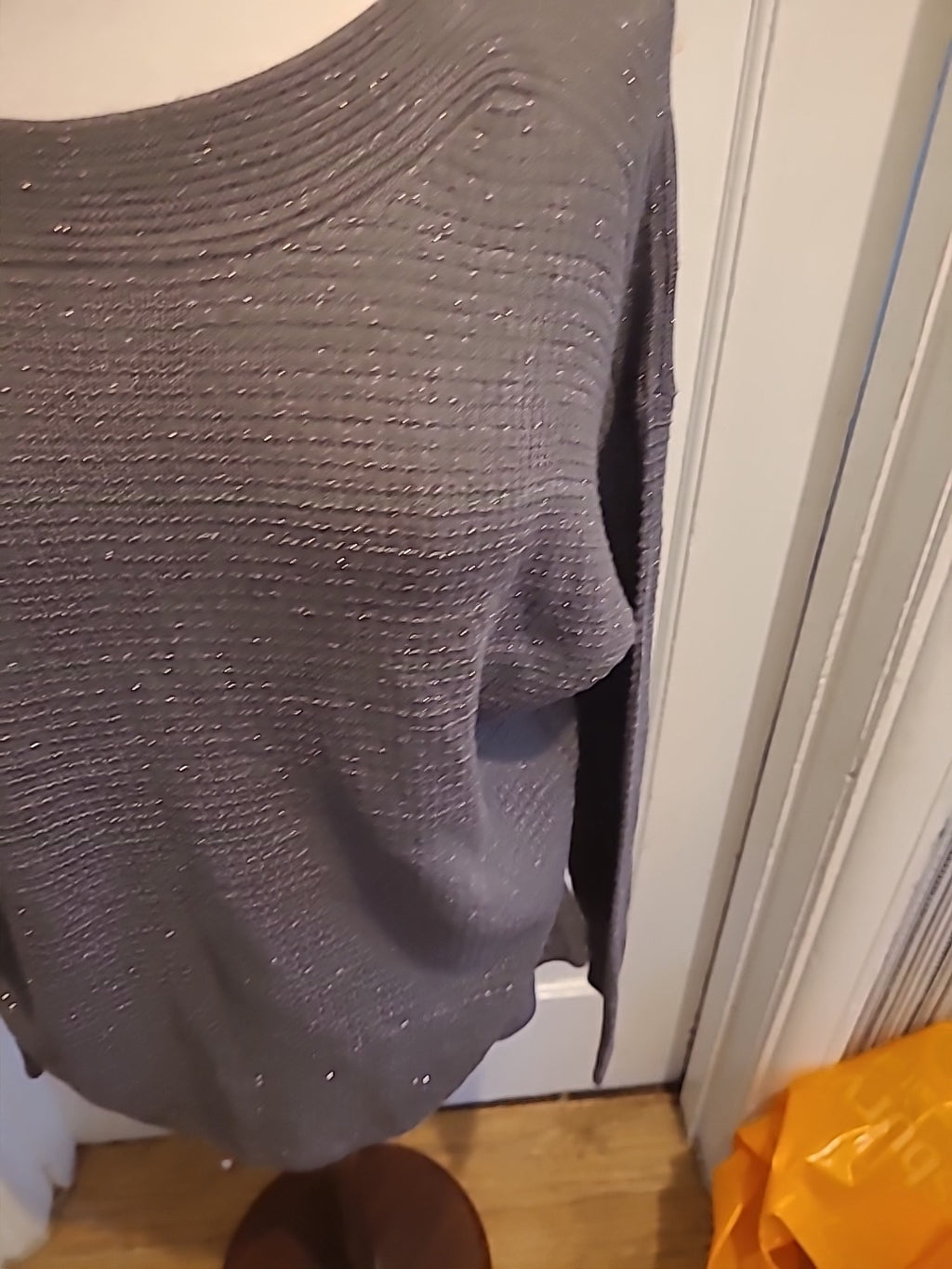 Ladies Viz.a.viz Size Small Grey Shimmer Long Sleeved Blouse