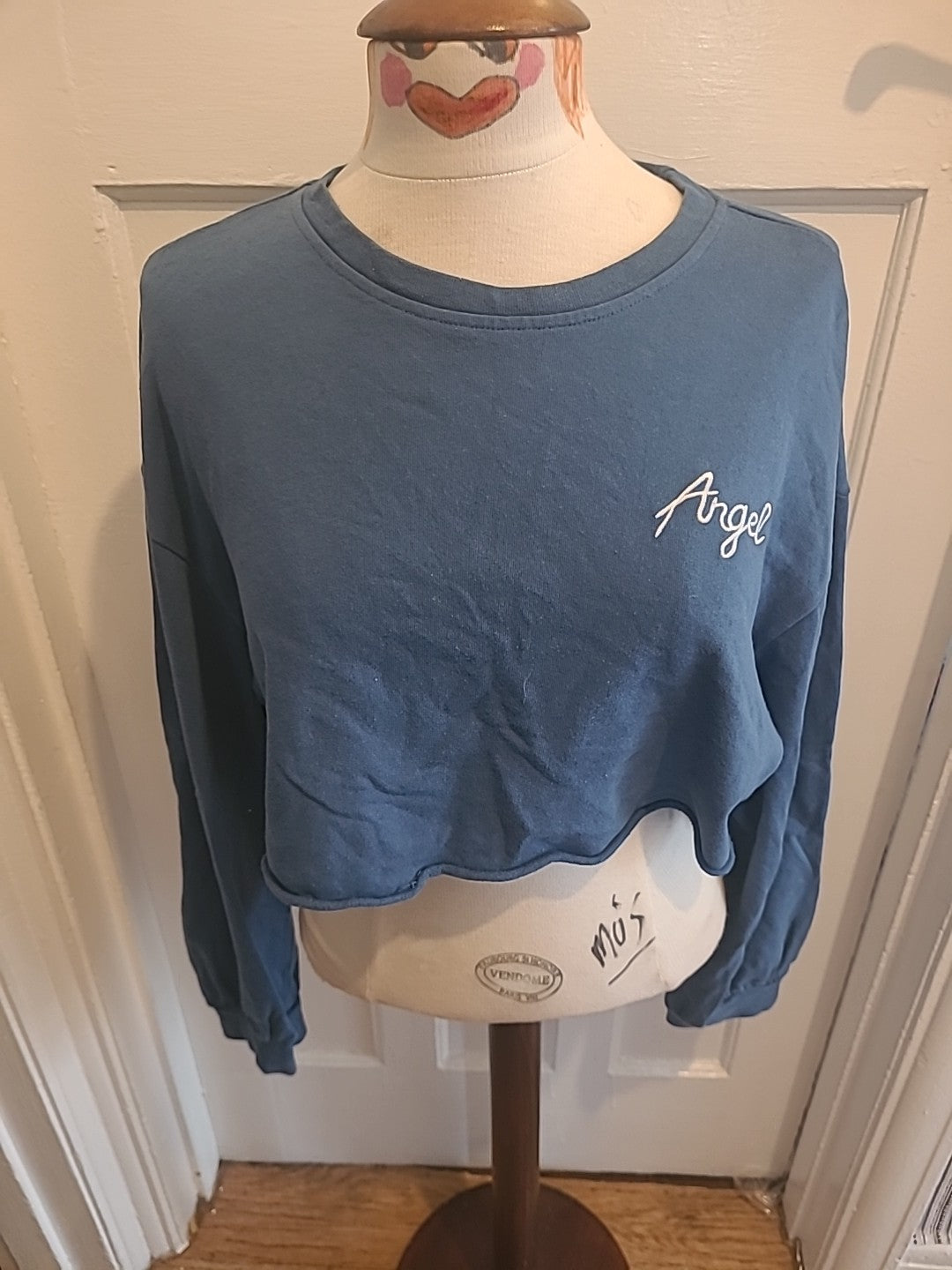 Ladies Shein Size Medium Blue Cropped Long Sleeved Top