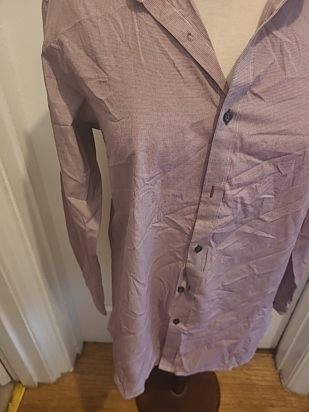 Mens Next Size 15.5" Purple White Tiny Check Tailored Formal Shirt