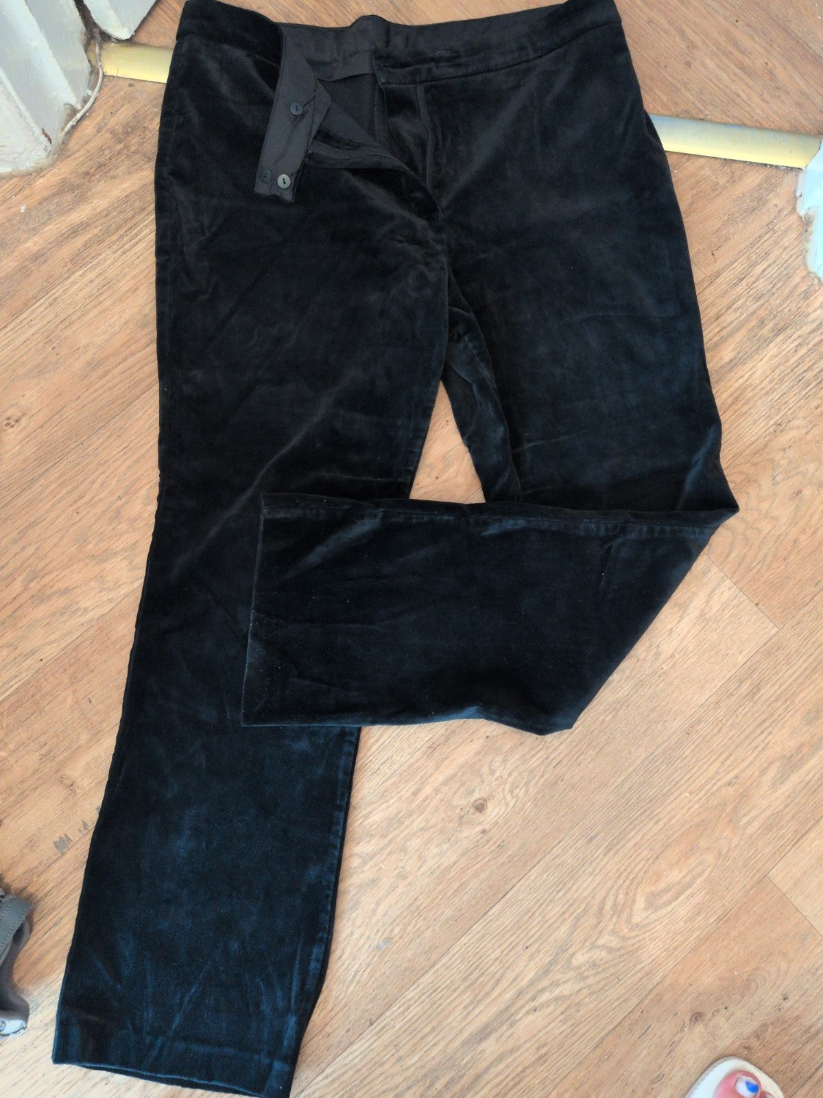 Marks And Spencer 18 Standard Leg Black Velvet Style Trousers