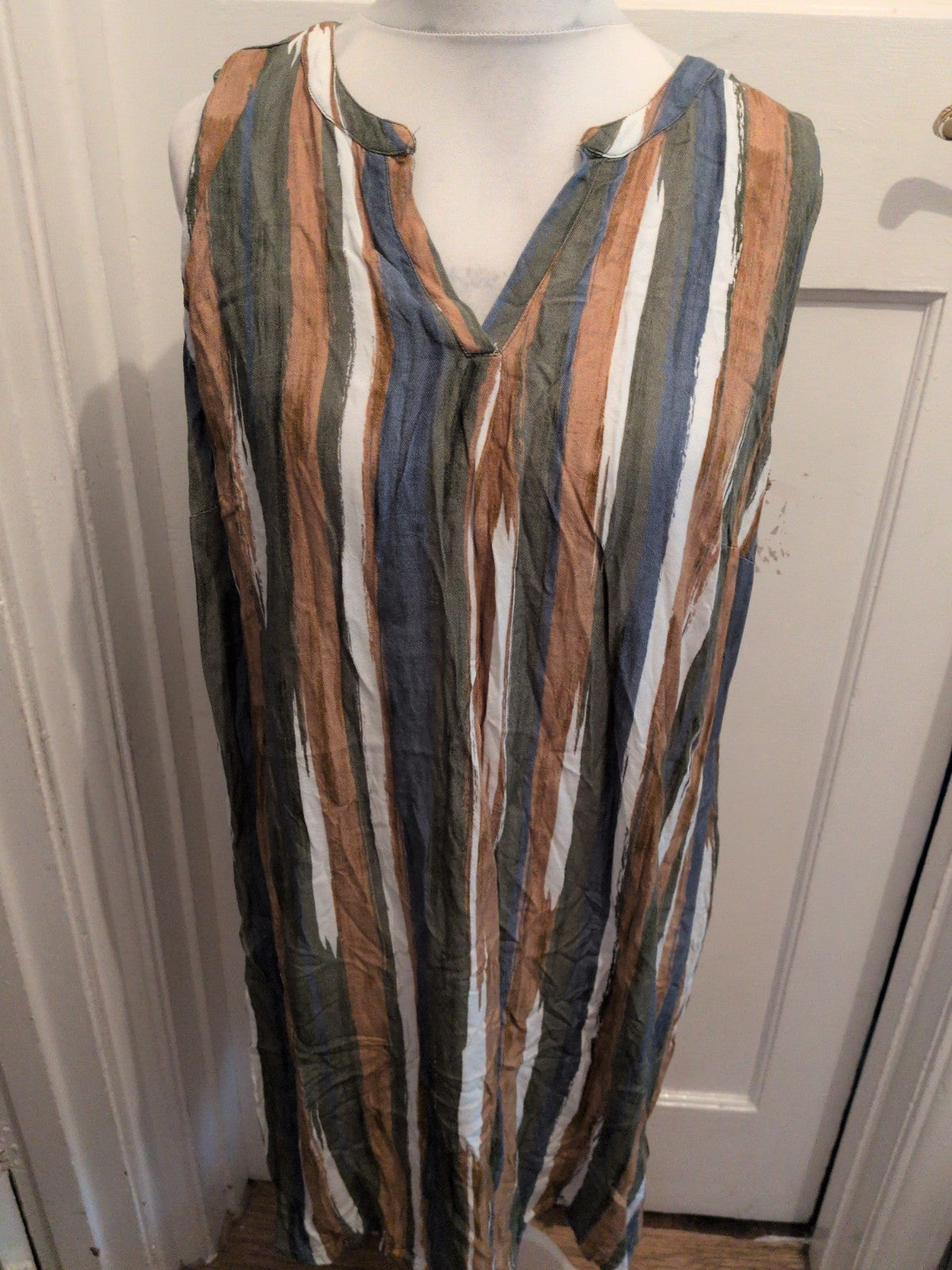 Collection L 20 Multicoloured Stripe V Neck Sleeveless Dress