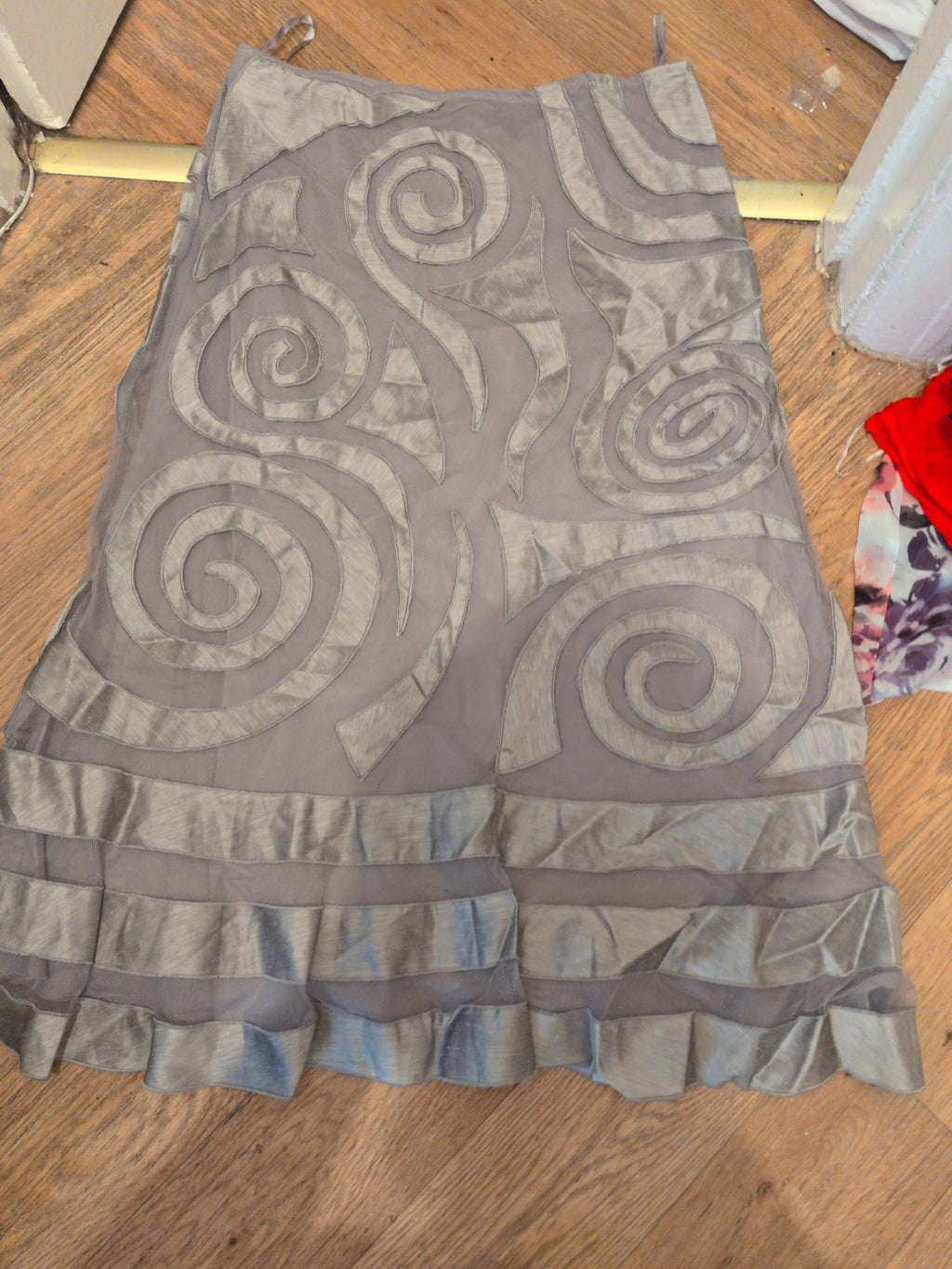 Per Una 16r Silver Mesh Lined Long Length Skirt
