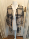 Ladies Primark Size 6-8 Beige And Black Long Sleeved Cardigan