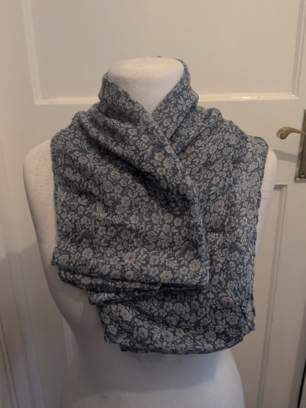 Navy With Red Floral Scarf