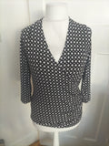 Ladies Hobbs Size M Black/White Square Patterned Blouse