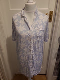 Ladies George Size 12-14 Blue And White Floral Short Sleeved Nighty