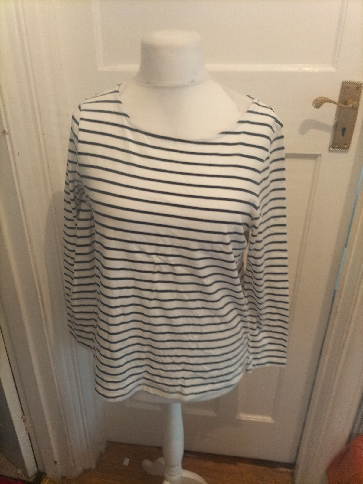 George 16 White Navy Stripe Long Sleeve T-shirt