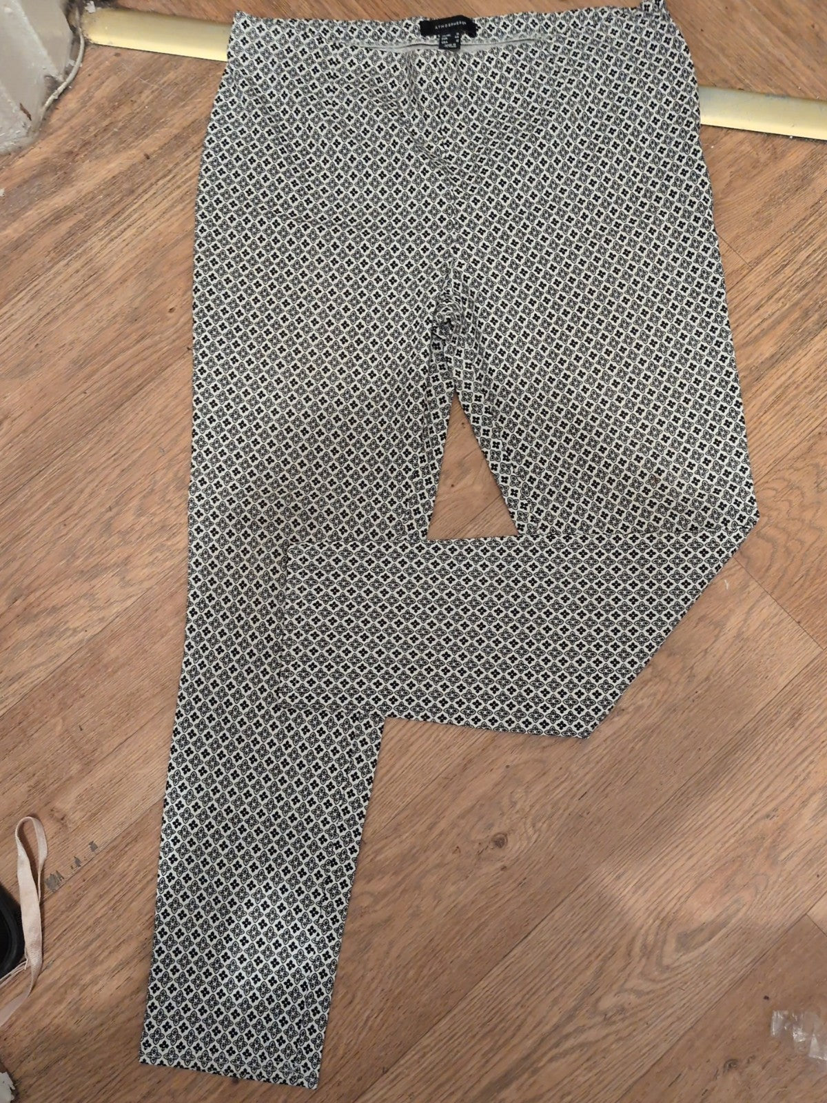 Primark 16 Black And White Patterned Pull On Trousers