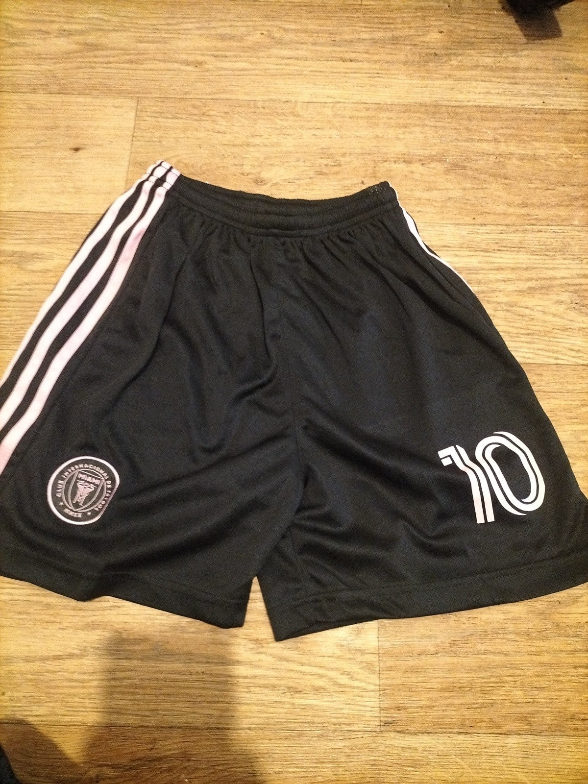 Boys Size 28" Black Inter Miami Number 10 Shorts
