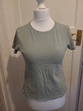Ladies Primark Size 14-16 Sage Green Stretch Crew Tshirt