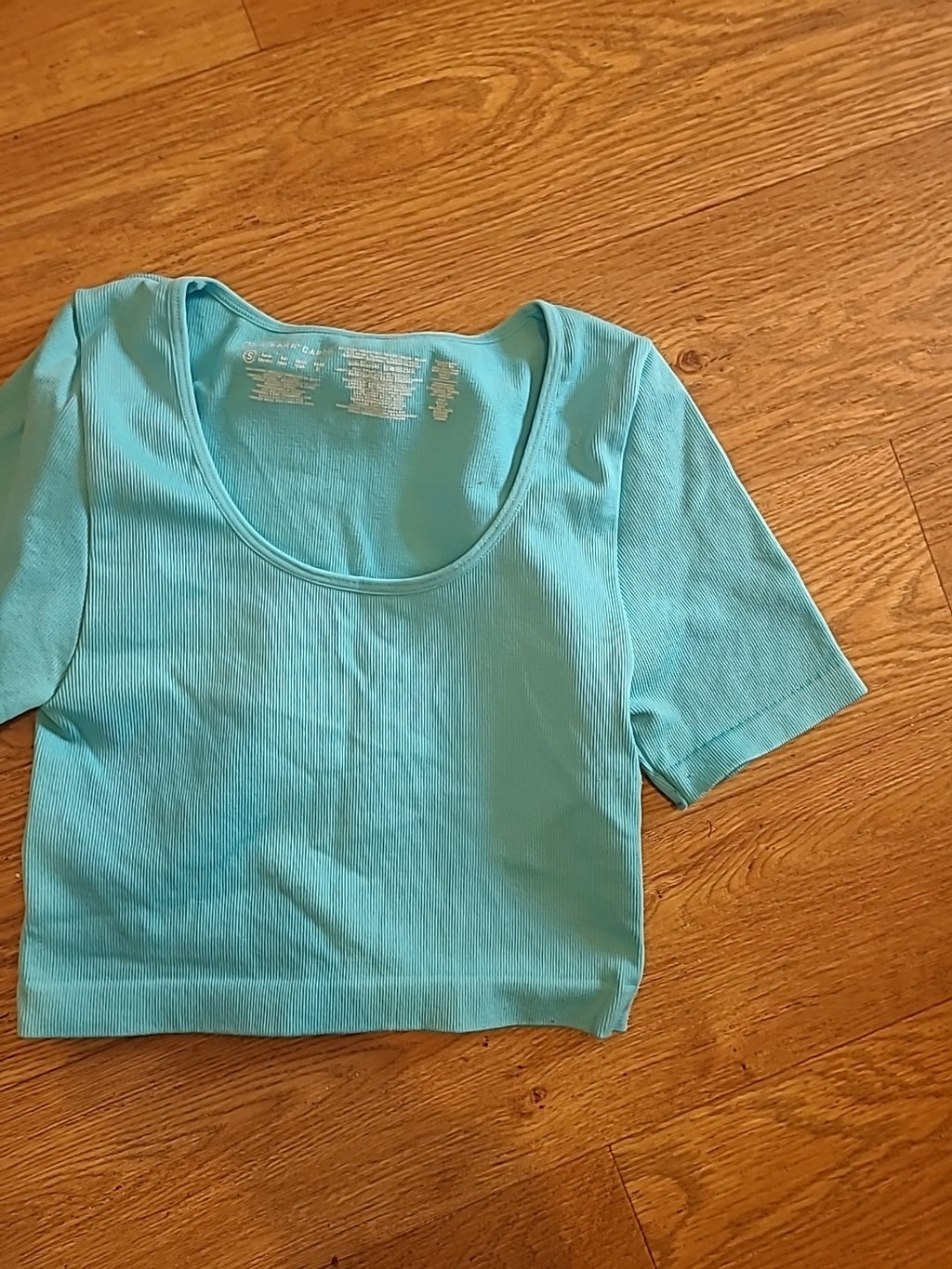 Ladies Primark Size 10-12 Sky Blue Short Sleeved Crop Top