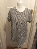 Ladies H&M Size 18 Black And White Striped Blouse