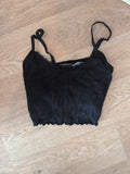 Primark 10-12 Small Black Frill Hem Pyjama Top