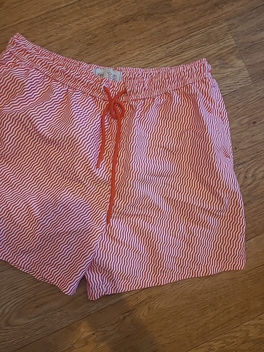 Mens George Size Large Orange White Elasticated Mesh Lined Shorts
