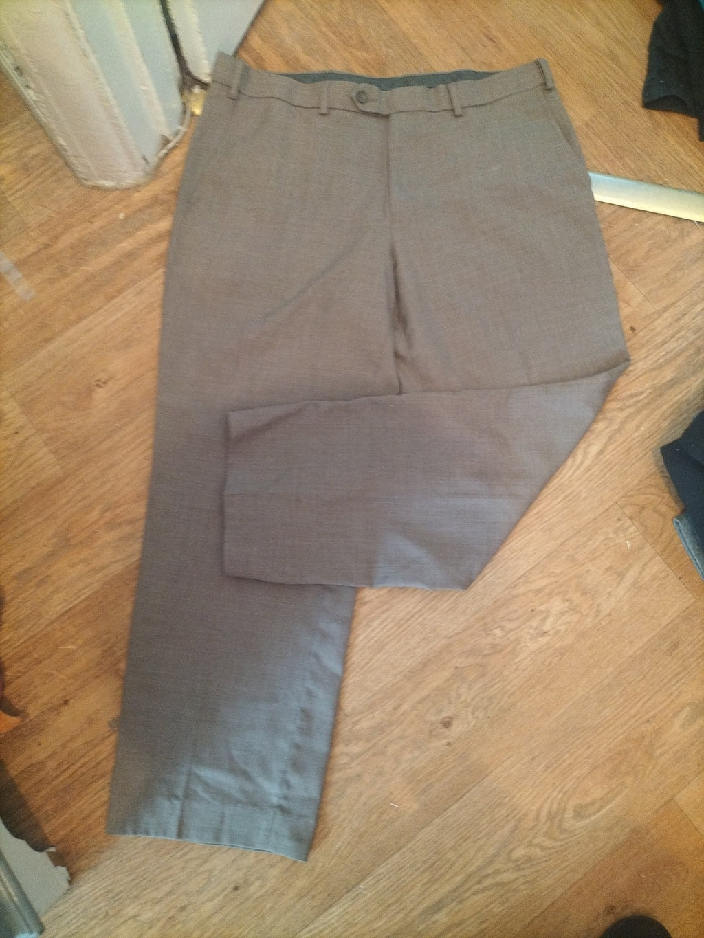 Marks And Spencer 36x29 Neutral Performance Wool Blend Trousers