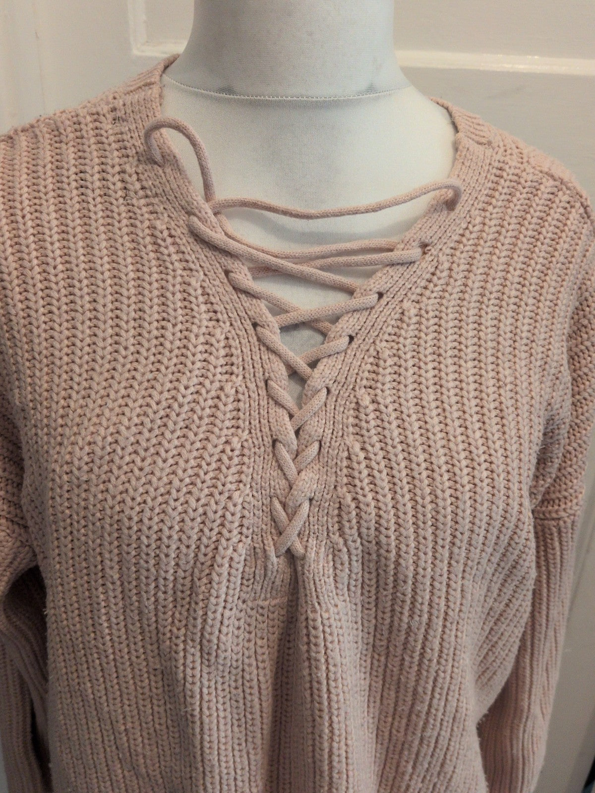 XL Pink Knit Long Sleeve Pullover Jumper
