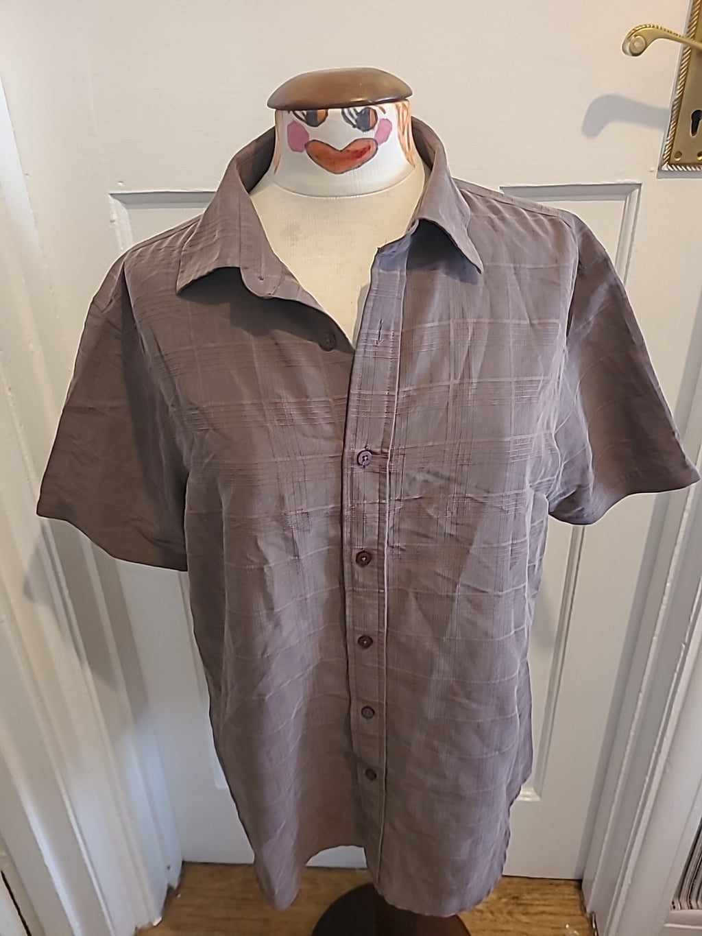Mens Jeff Banks Size Large Brown Short Sleeve Shirt