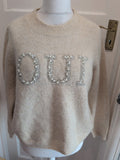 Primark Medium Winter White "Oui" Pullover Jumper