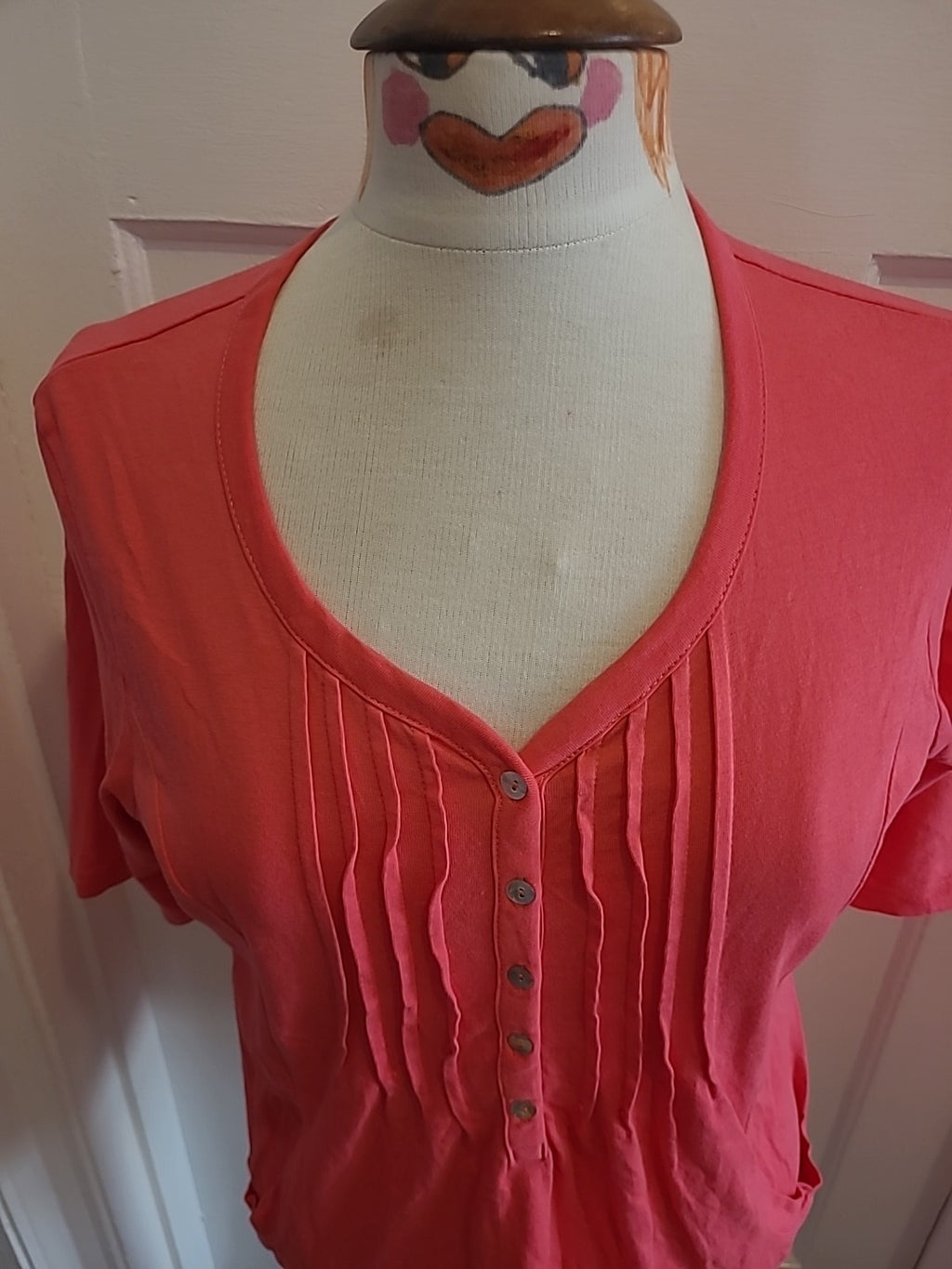Ladies Cotton Traders Size 12 Pink Short Sleeved Blouse