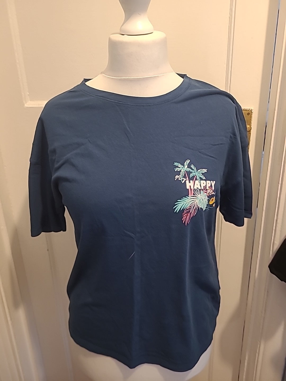 Ladies Day Dreams Size 12 Teal/Navy Happy Days Pyjama Top