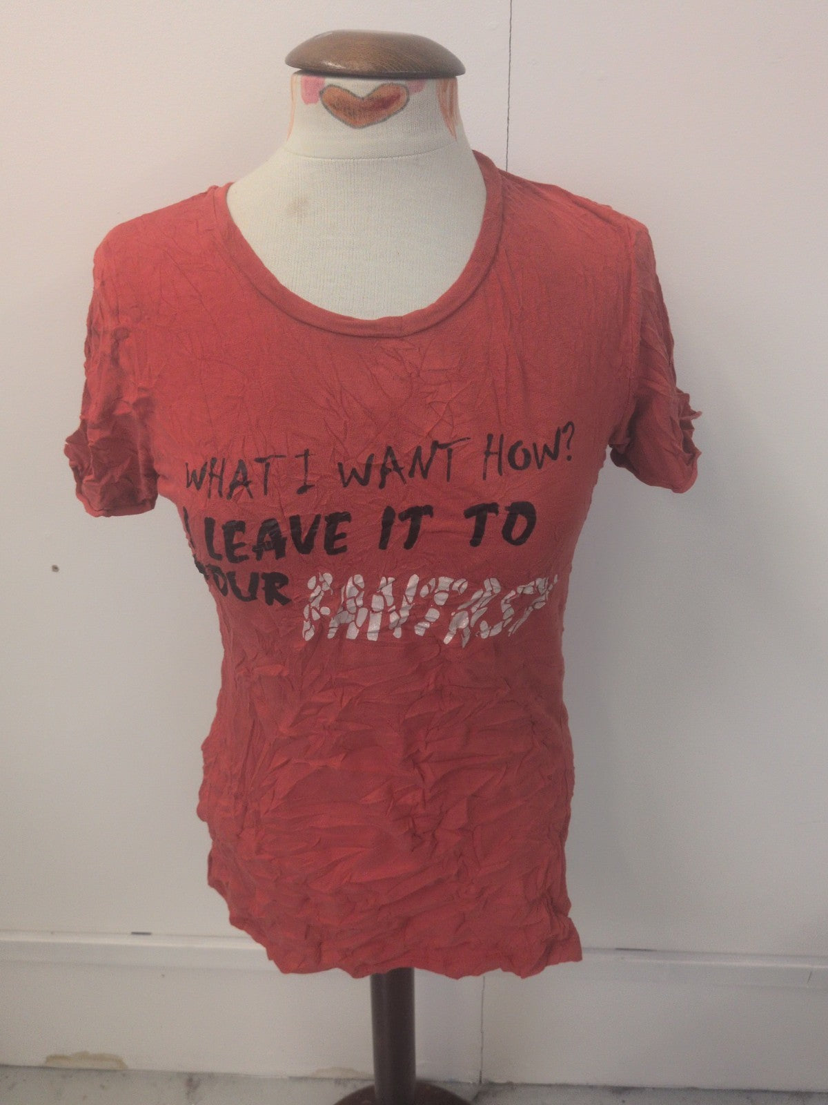 Ladies Size Medium Orange Print Short Sleeve T-shirt