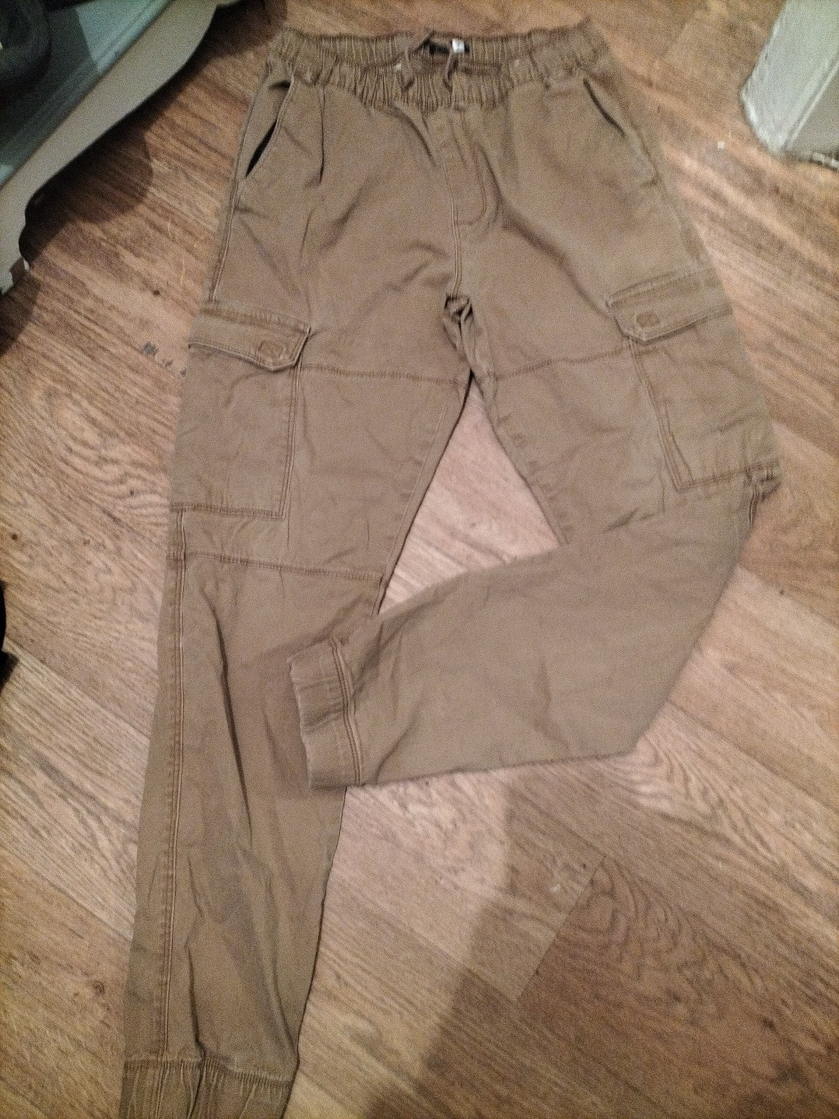 Mens Pep&Co Size Small Brown Elasticated Cargo Trousers