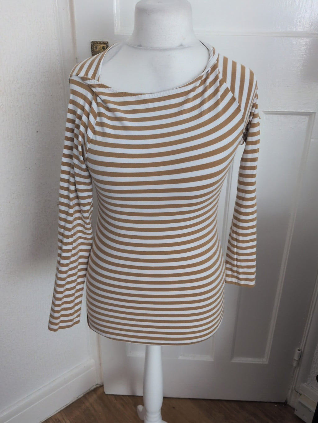 H&M Small Brown And White Stripe Long Sleeve T-shirt