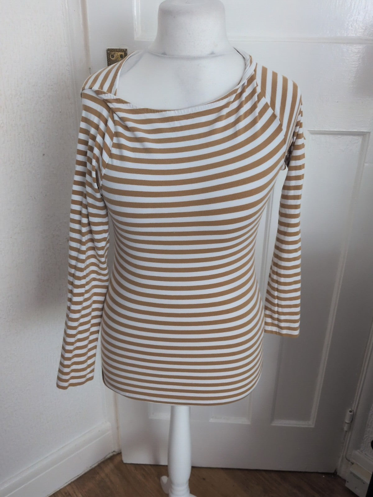 H&M Small Brown And White Stripe Long Sleeve T-shirt