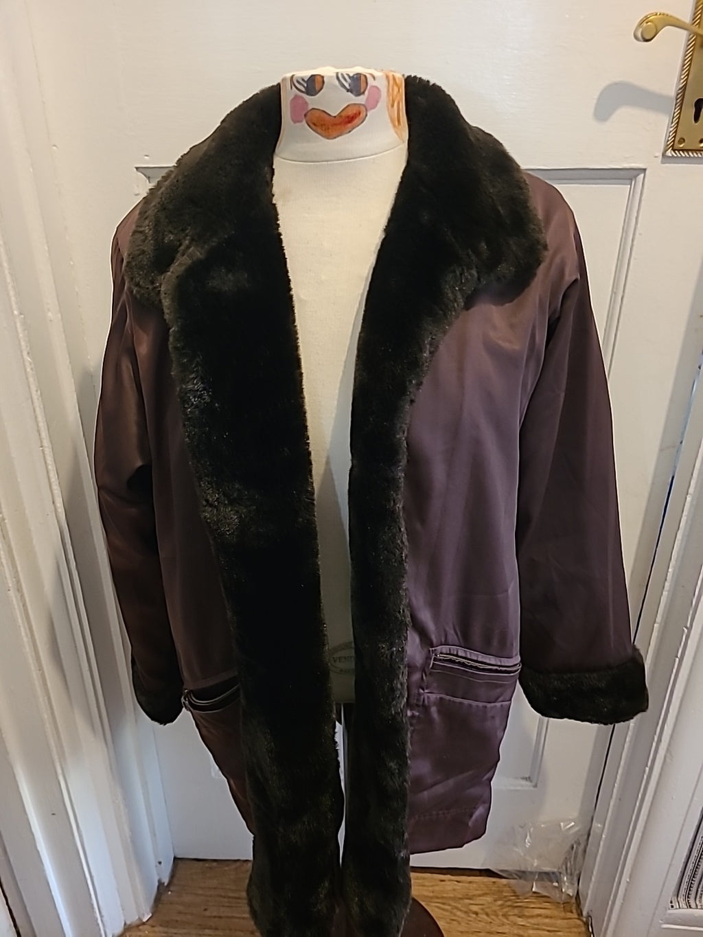 Ladies Dannimac Size Small Chocolate Brown Faux Fur Coat