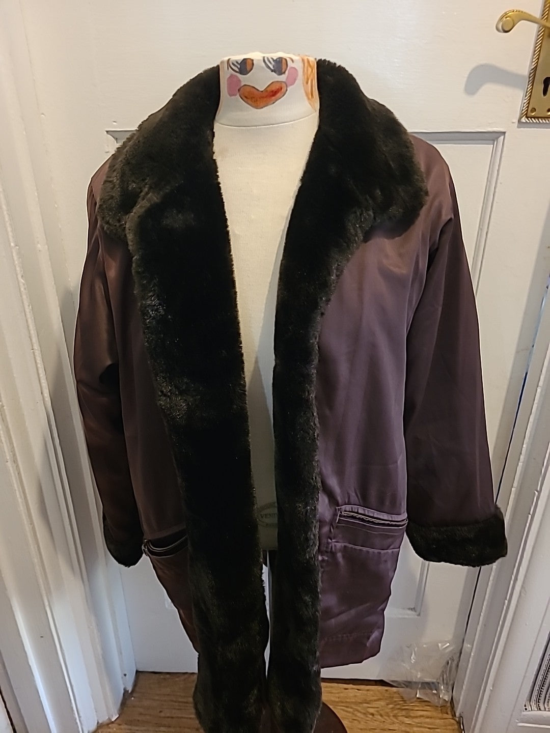 Ladies Dannimac Size Small Chocolate Brown Faux Fur Coat
