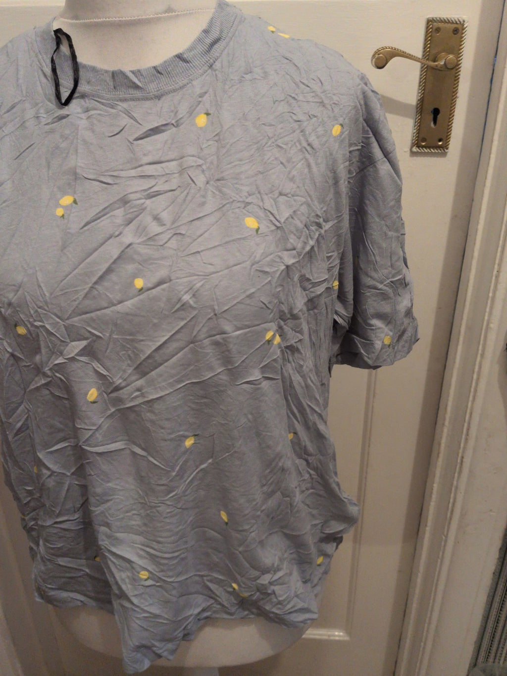 H&M Mama Medium Blue Lemon Printed Short Sleeve T-shirt