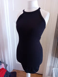 Primark 10-12 Black Ribbed Pencil Dress Sleeveless