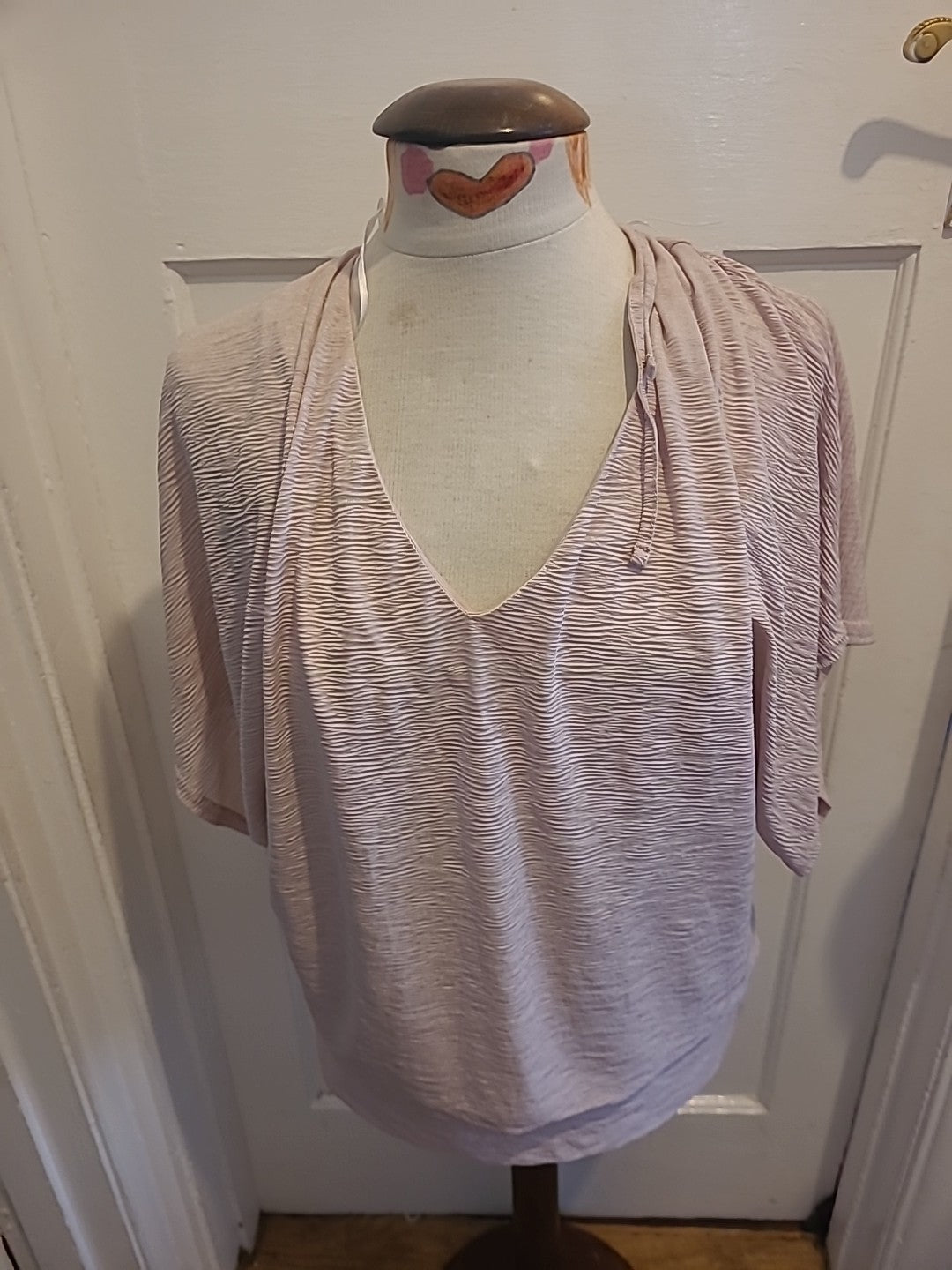 Ladies New Look Size 14 Pale Pink Short Sleeved Crinkle effect Blouse