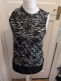 Ladies Tu 12 Black And White Streak Sleeveless Tank Vest Top