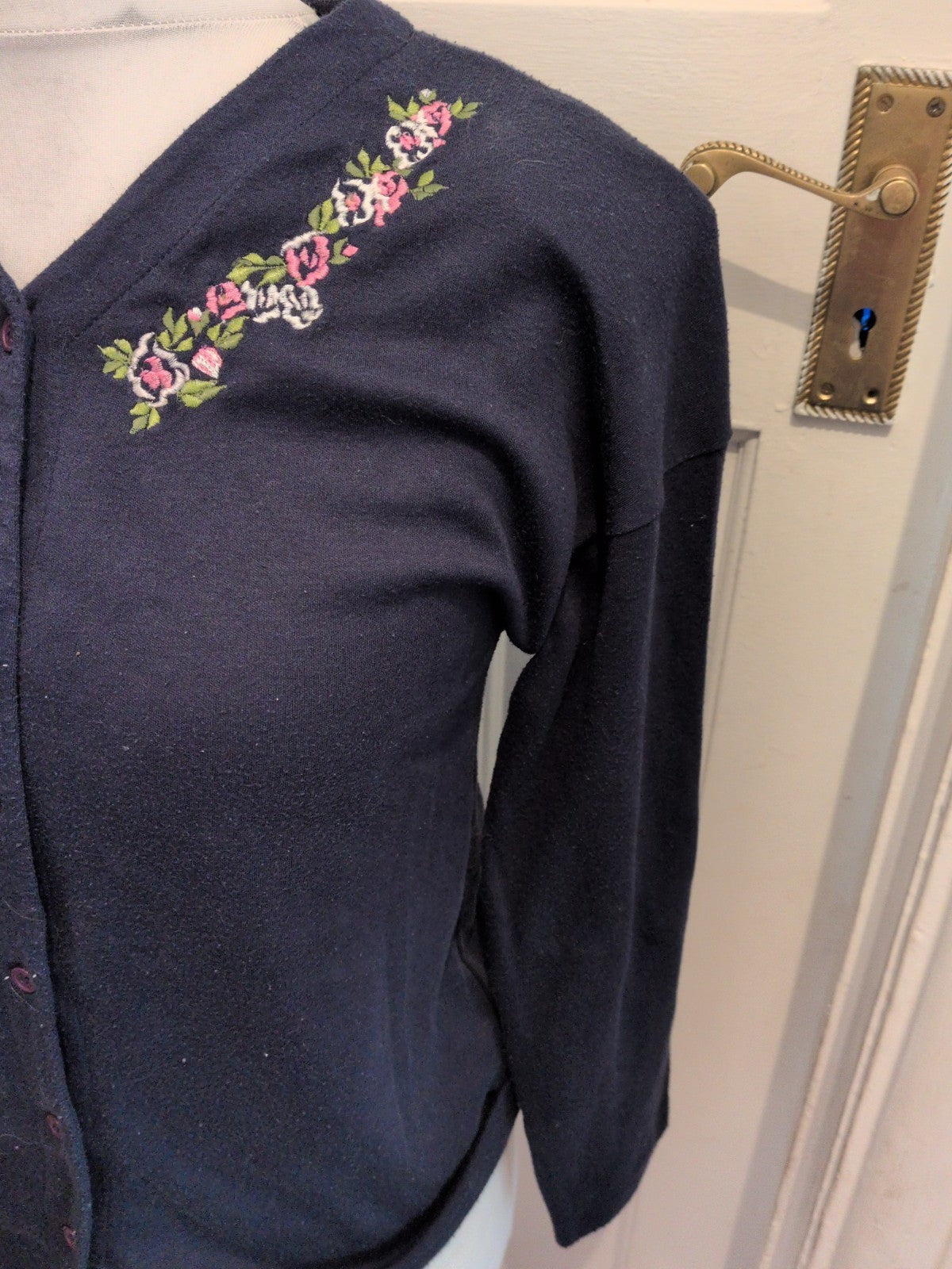 Canda 12 Navy Floral Long Sleeve Cardigan