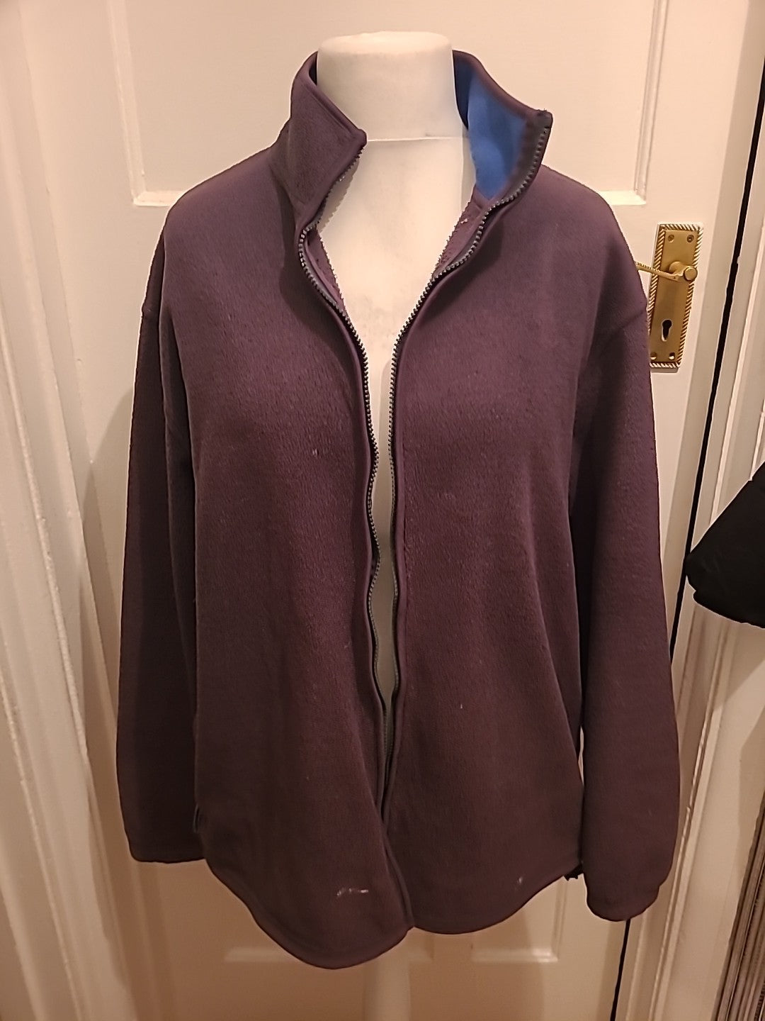 Mens Easy Size Large Grey And Blue Full Zip Jacket