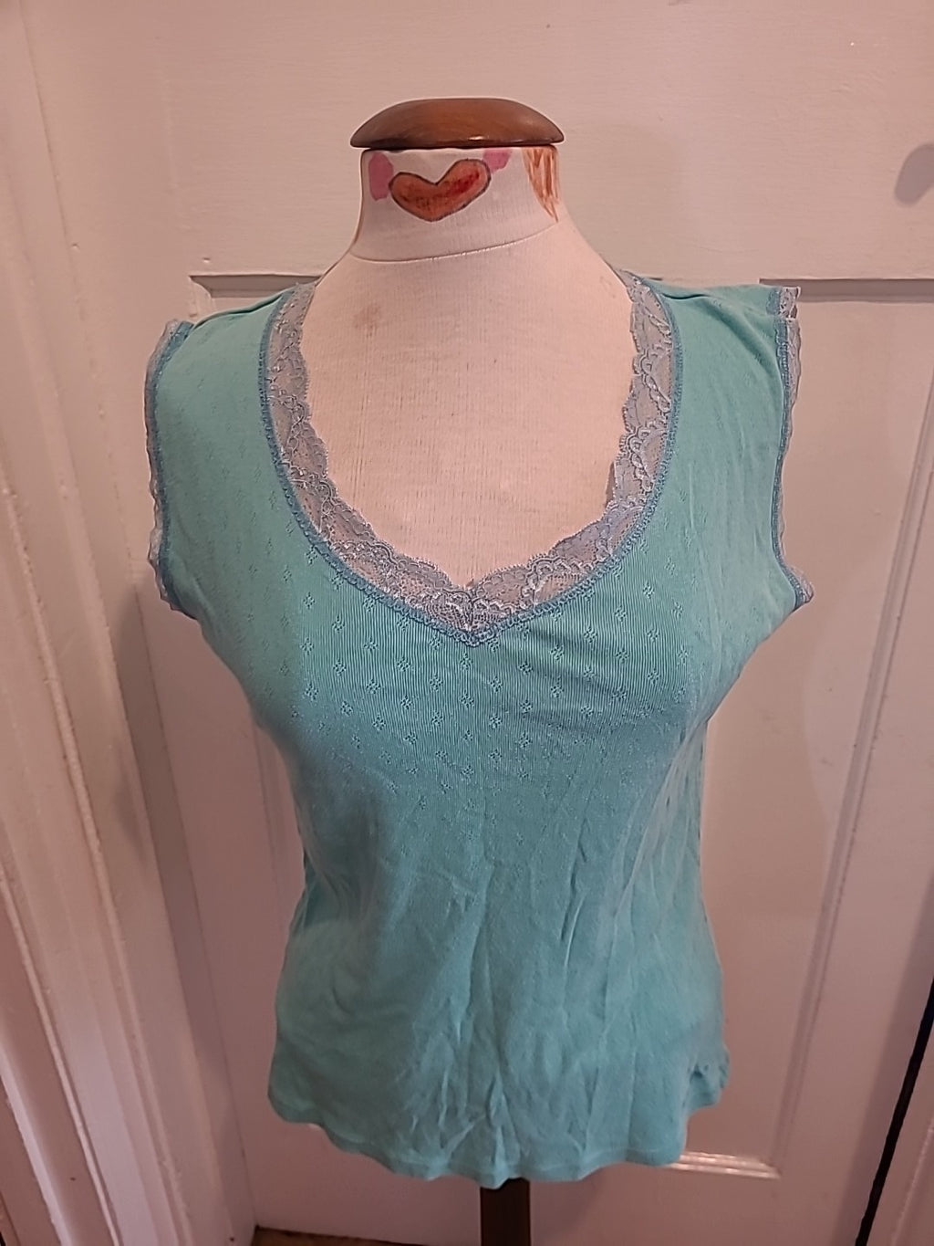 Ladies Weird Fish Size Medium Turquoise Sleeveless Blouse